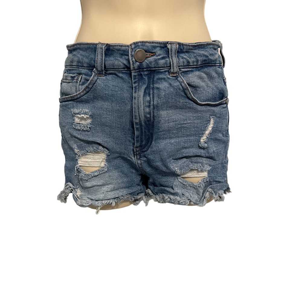 Black Label C'est Toi Distressed Denim Shorts Medium Wash Blue CTB193S Womens S